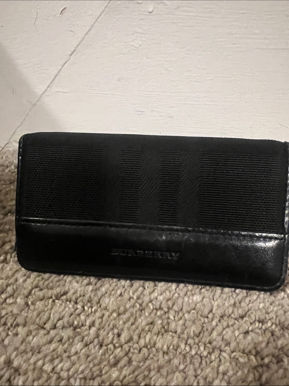 Burberry Black Leather & Fabric Men's Wallet